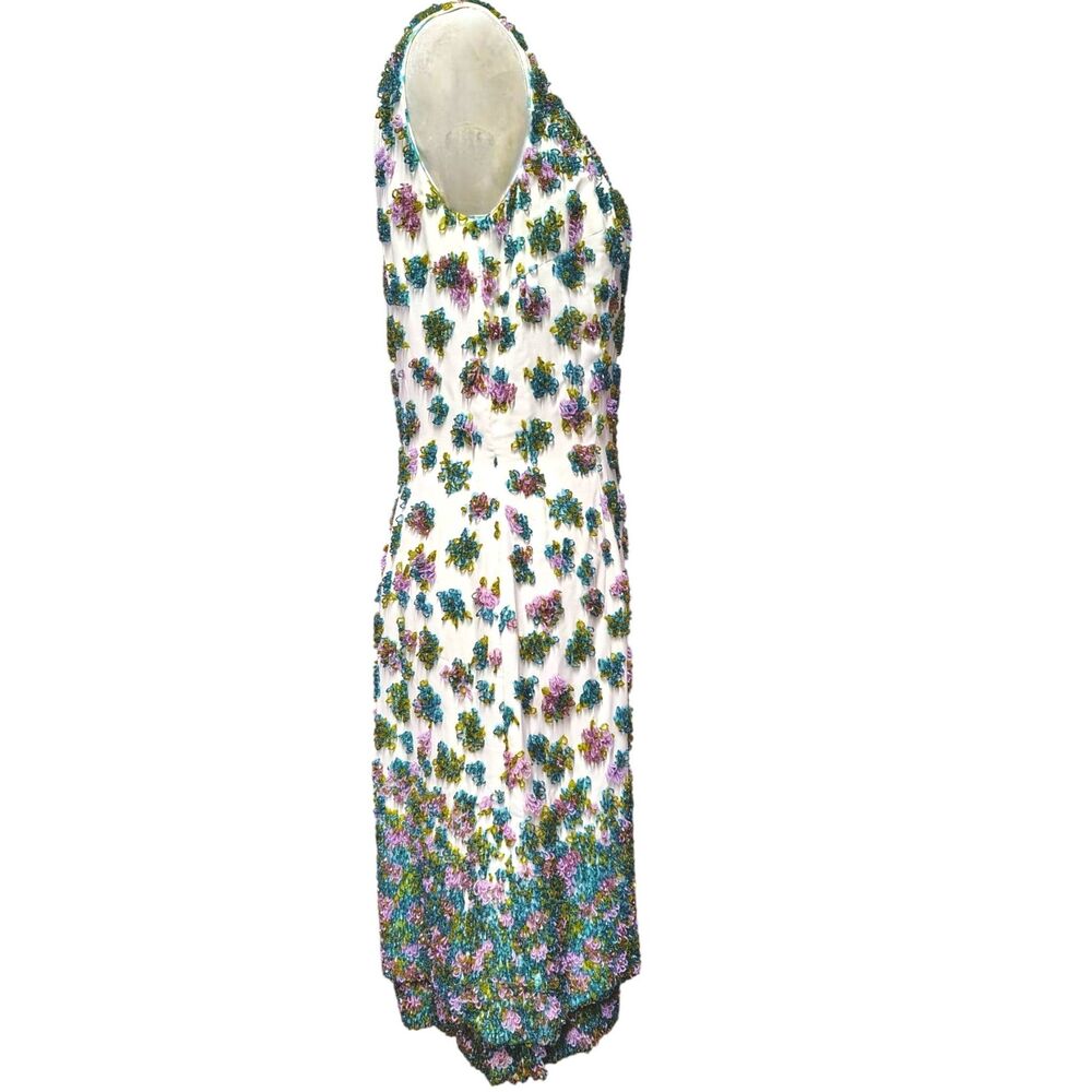 Vintage British Crown Colony Hong Kong Silk Hand Beaded Glass Seed Bead Cocktail